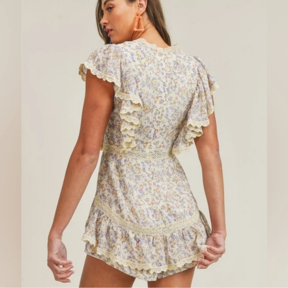 Floral Lace-Trimmed Jumpsuit - Picture 7 of 16